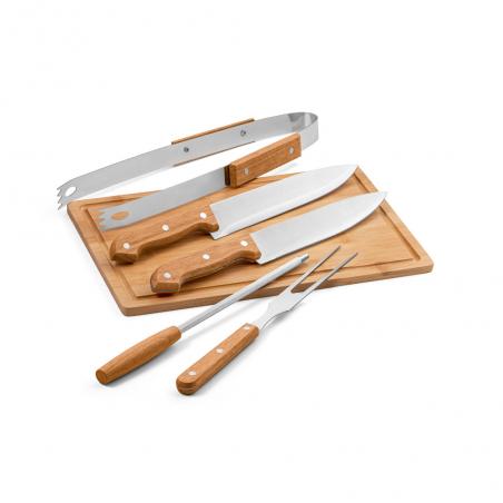 5Delige barbecue tool set van hout en vroestvrij staal Flare