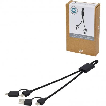 Connect 6-in-1 RCS gerecycled aluminium 45w snellaad- en gegevensoverdrachtkabel 