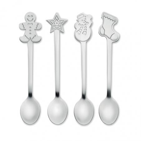 Set van 4 kerst theelepeltjes Chip set