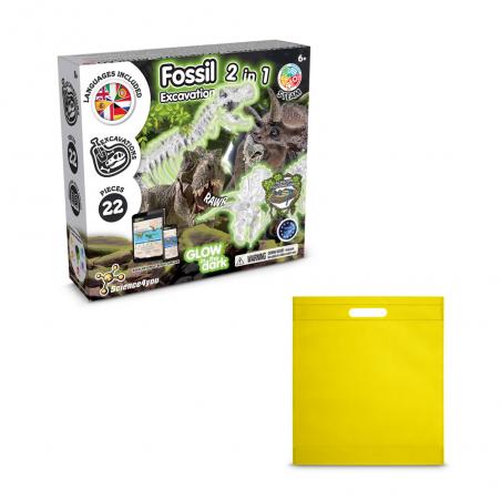 Educatief spel geleverd met een nonwoven cadeauzakje 80 gm² in 1 fossil excavation kit iv