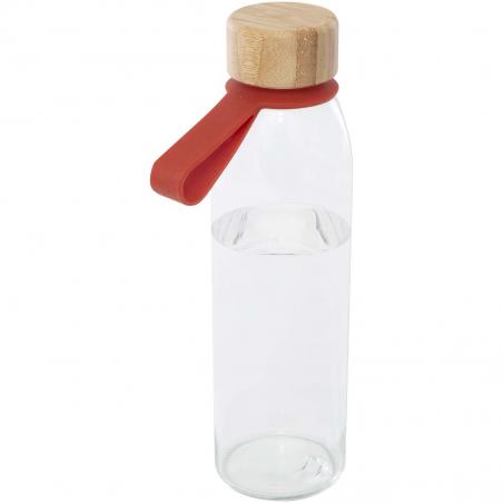 Porto 500 ml glazen waterfles met siliconen handgreep en bamboe deksel 