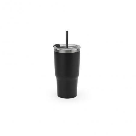 Compacte roestvrijstalen reisbeker 91% gerecycled met vacuüm geïsoleerde dubbele wand en een matte afwerking 600 ml Joyner m