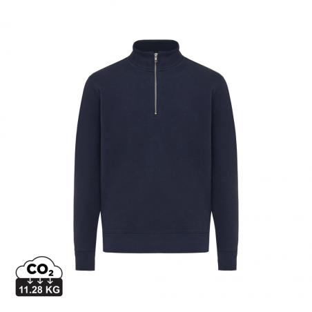 IQONIQ Elgon gerecycled katoen sweater met kwartritssluiting