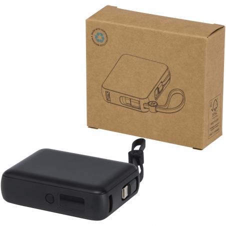 Acrux tabletpowerbank van 10.000 mah 35 W met ingebouwde Type-C kabel van gerecycled plastic 