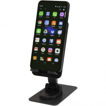 Alhena opvouwbare telefoonhouder van gerecycled plastic met metalen bureaustandaard 