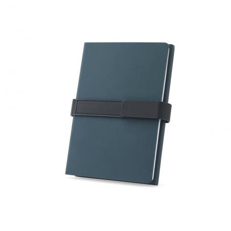 A5 notitieblok in pu 50% gerecycled met twee blokken gelinieerde paginas en blanco paginas Sanderson