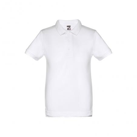 Kinderpolo met korte mouwen unisex. Witte kleur. Wit. 2 Thc adam kids wh ii