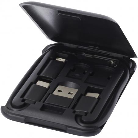 Savvy modulaire oplaadkabel van gerecycled plastic met telefoonhouder 