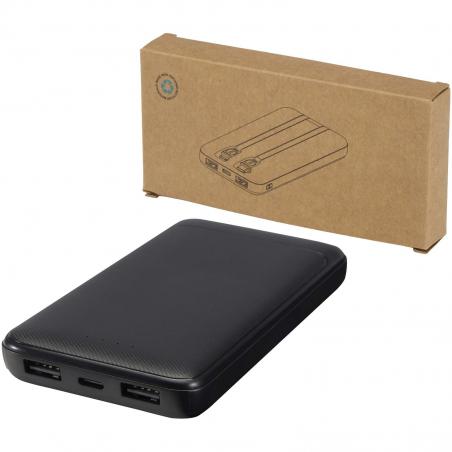 Adhil powerbank van 10.000 mah 10 W van gerecycled plastic met 2 ingebouwde kabels 