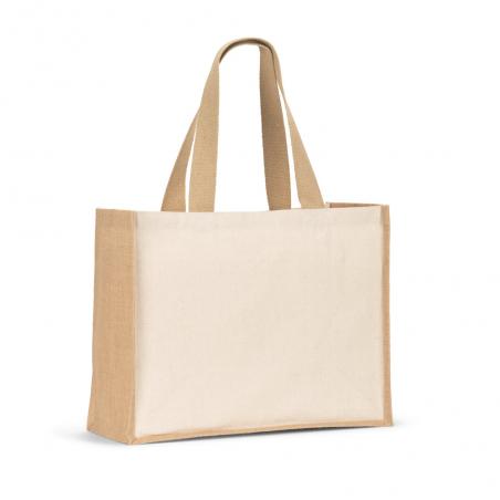 Canvas tas 320gm² met bodem en zijkanten van gelamineerd jute 350gm² in natuurlijke tinten Helsinque