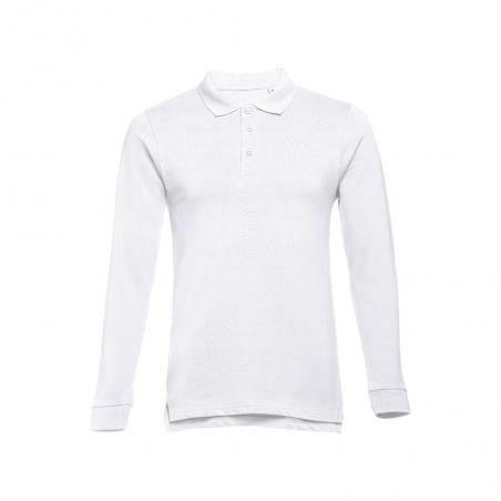 Herenpolo in katoen met lange mouwen. Wit. Xxl Thc bern wh ii
