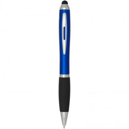 Nash RCS balpen met stylus van gerecycled plastic met gekleurde behuizing en zwarte grip (blauwe inkt) 