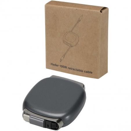 Alphard 100w oplaadkabel van gerecycled plastic met uitschuifbare kabel, carplay 5-in-1 en PD-oplaadfunctie 