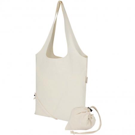Madras blend 140 g/m² GRS-gecertificeerde, gerecyclede, opvouwbare katoenen draagtas, 7 liter 